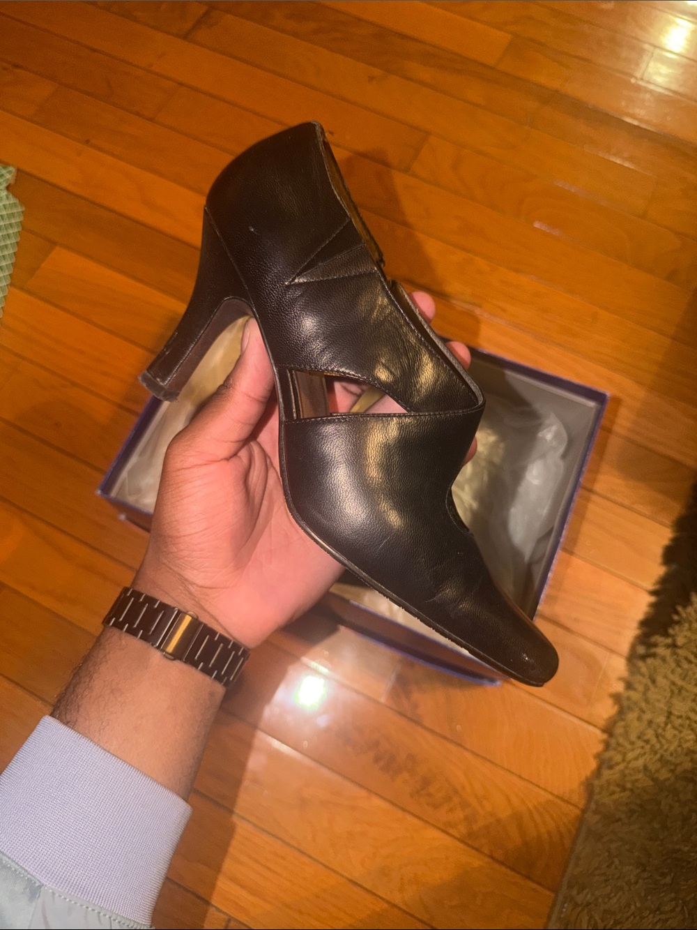 Bellini Black Cutout Leather Heel Pump